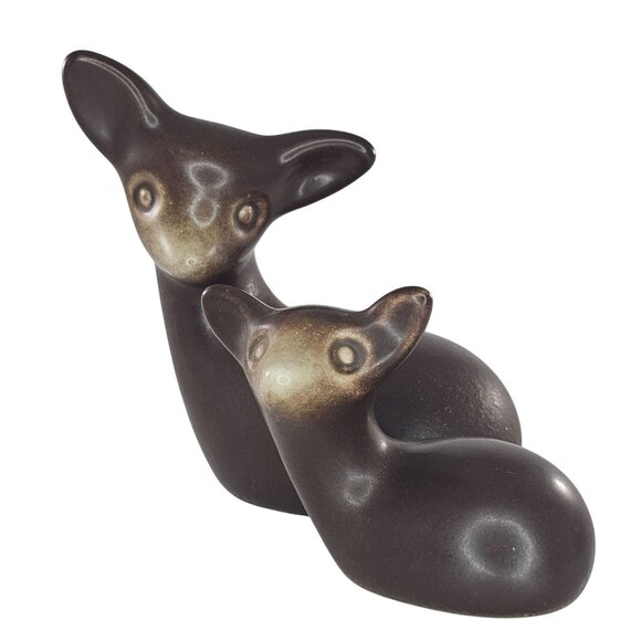 Howard Pierce Ceramic Deer Doe Fawn Figurine Set